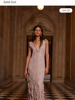 Free People  Sleeveless V-Neck Ruffle Maxi Dress in Dusty Mauve